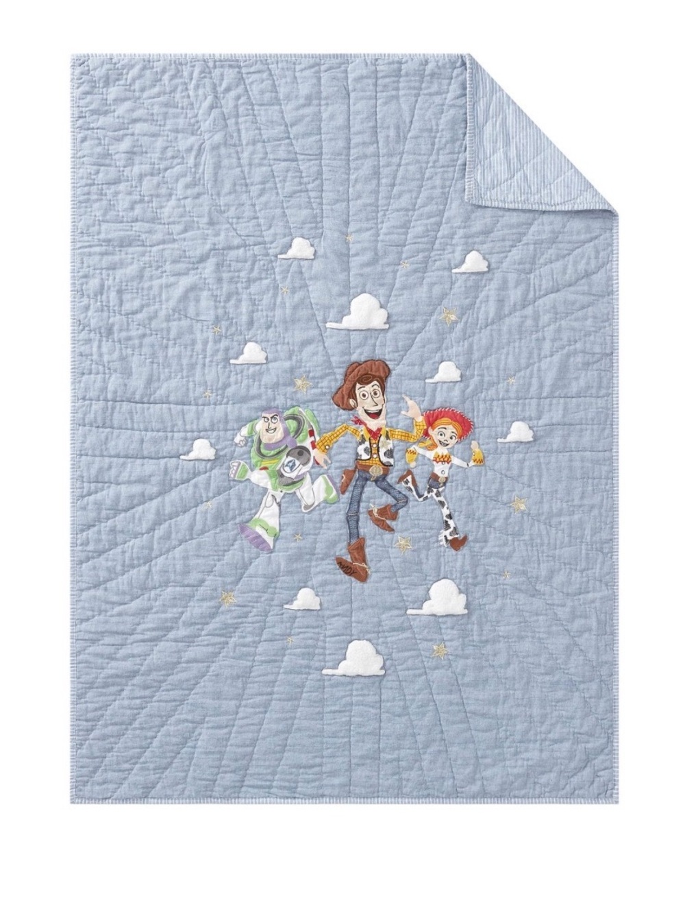 Pottery Barn Kids Blue Toy Story Embroidered Quilt TODDLER CRIB BED SIZE